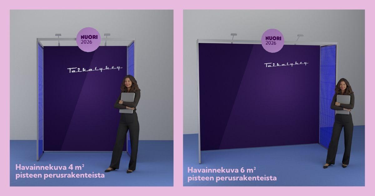 Havainnekuva 4 m² ja 6 m² -pisteiden perusrakenteista.
